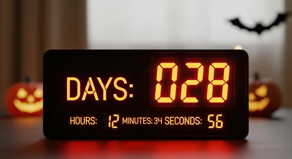 Digital countdown clock showing days until October 31st
