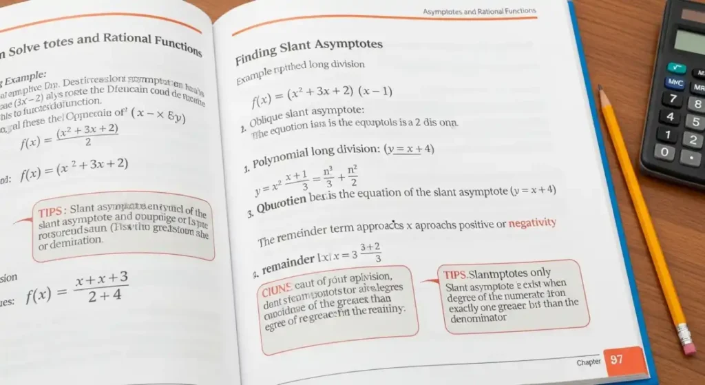how to solve for slant asymptote