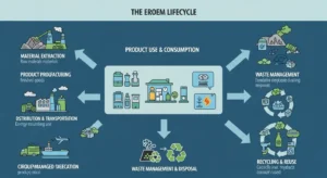 Infographic showing the EROEM lifecycle from creation to distribution.