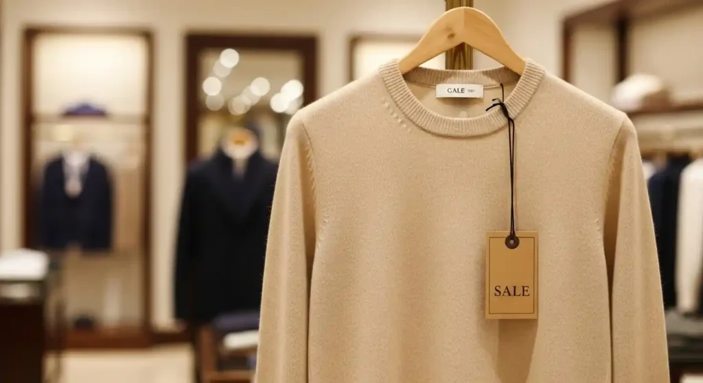 Shop Beige Cashmere Men's Sweater on Sale Today