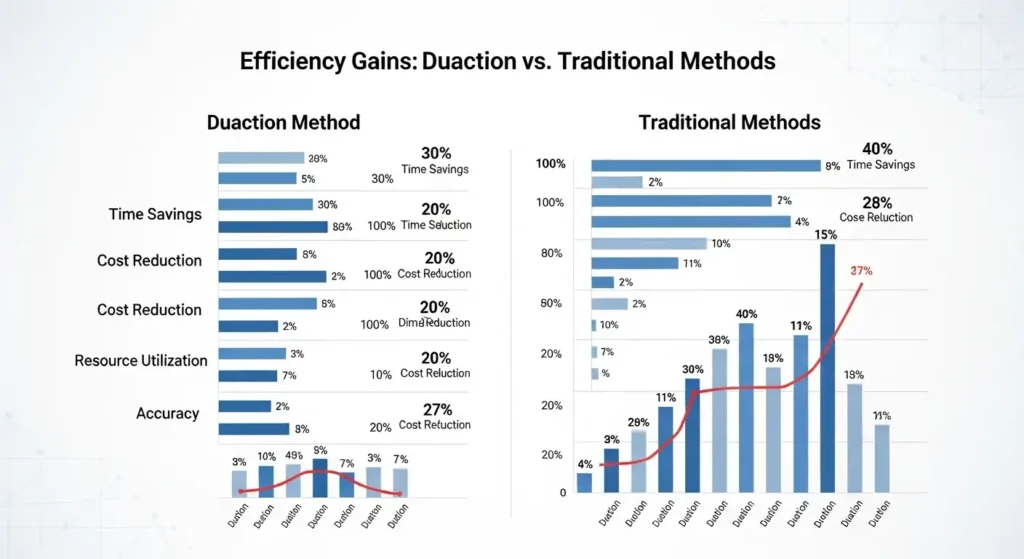 A comparison chart showing the efficiency gains of duaction vs traditional methods.